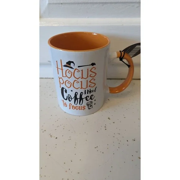HOCUS POCUS I NEED COFFEE TO FOCUS HALLOWEEN FUNNY SARCASM CERAMIC COFFEE MUG - Picture 1 of 7